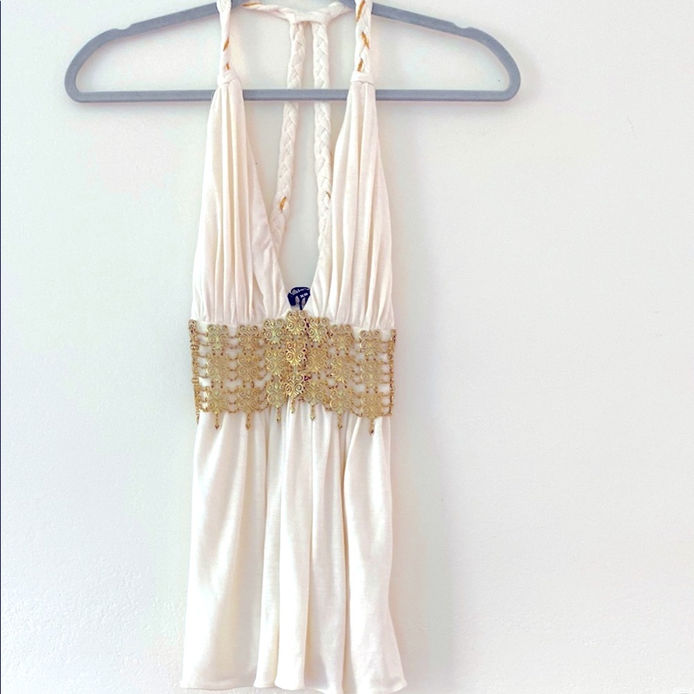 Sky Gold Link Halter Top NWT